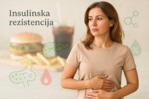 insulinska rezistencija,u vecini slucajeva pogadja zene.Na slici je zena sa tegobama,zeljom za nezdravom hranom i sokovima
