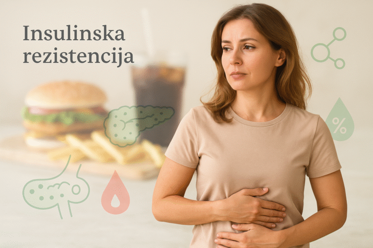 insulinska rezistencija,u vecini slucajeva pogadja zene.Na slici je zena sa tegobama,zeljom za nezdravom hranom i sokovima